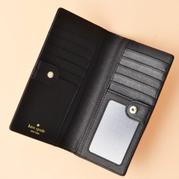 [Kate Spade] Stacy Laurel Way Soft Porcelain Colorblock Black & Pale Pink Wallet - Picture 2 of 15